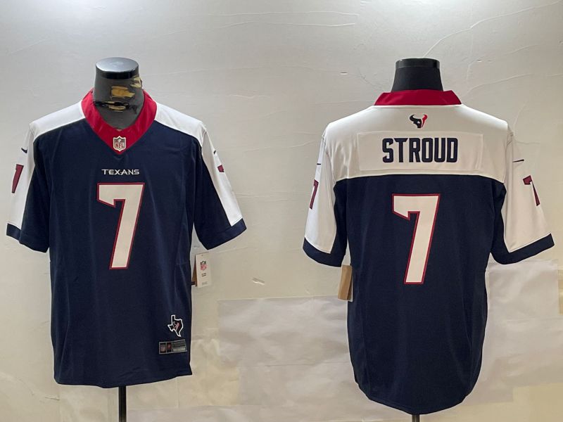 Men Houston Texans 7 Stroud Blue 2024 Nike Limited NFL Jersey style 1